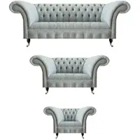 AEA Komplette Graue Chesterfield Couchen Sitzsofas Dreisitzer Lehnsessel