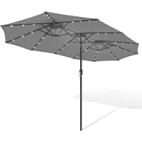 OEM Dreifach-Parasol in Grau mit LED – XXL-Format mit extra breitem Sonnenschirm