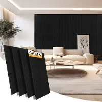 OEM 8 Stück Acoustic Panels Streifenmuster Selbstklebend Schallschutz-Set Vlies Wandpaneel Schwarz