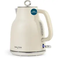 Salter Retro Creme Wasserkocher - 1,7L, 360°-Basis, abnehmbarer Kalk-Filter, Fla