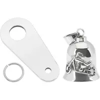 OEM Motorrad-Bell - Glück - Chrom - Biker - Rennbel - Hänger - Accessoires - Geschenk für Motorradfahrer - Silber 36x26mm
