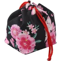 Markenlos Japanische Tasche mit Kordelzug im Kimono-Stil, Handtasche mit Blüten- und Sakura-Motiv, Vintage-Schmuck- und Münztasche, Geschenktasche, Einheitsgröße, Geschenkbeutel