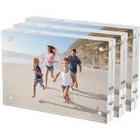 OEM 3 Stücke – 4x6 Acryl-Fotoframen Magnetisch – Frei stehend transparent ohne Rahmen – Büro-Ansicht