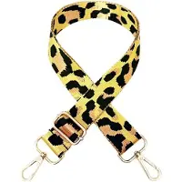 OEM Schulterriem Tas - Biegsamer - DIY - Breiter Riemen - Gelb + Gold - für Taschen + Karabinergehänge 80-130 cm - Riemenbreite 3,8 cm - Löwenmuster - Breiter Schulterriem.