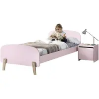 Markenlos Autobett Kiddy, zweiteilige Kombination aus Bett und Nachttisch in Altrosa, MDF und massiver Kiefer, 206, 6 x 96 x 72 cm