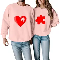Markenlos Oversize-Kapuzenpullover für Herren, Paar-Sweatshirt zum Valentinstag für Damen und Herren