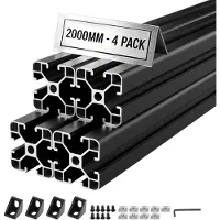 StarTech.com Aluminiumprofil 4040 T-Nut - Aluprofil Schiene - 4 Stück je 2 m - Eloxiertes Hochfestes Strangpressprofil - Für 3D-Drucker CNC Werkbank Rahmen - Schwarz