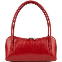 I Fratelli Firenze Damen-Schultertasche Echtleder Dunkelrot mit Reißverschluss D10 Dark Red UNICA 9x35x31 cm 5611-ROSSOSCURO