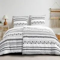 Merkloos Bettbezug-Set, 135 x 200 cm, 4-teilig, grau mit Boho-Muster, aus Mikrofaser, mit Reißverschluss