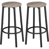 HOOBRO Barhocker 2er-Set mit Fußstütze, Industrieller Stil, Greige und Schwarz, Metallgestell, Verstellbare Füße