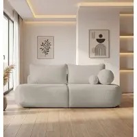 WFL GROUP Schlafsofa mit Bettkasten – 3-Sitzer Sofa Couch mit Schlaffunktion – Skandinavische Polstercouch mit Rücken- und Dekokissen für Wohnzimmer – Weicher Boucle in Grau