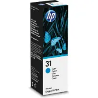 HP 31 Cyan Original Tintenflasche, 70 ml, Original, Cyan, , Ink Tank 310, Ink Tank Wireless 410, Smart Tank 350, Smart Tank Wireless 450, Smart..., 9100 Seiten, Standardertrag