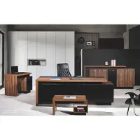 AEA Bürotisch Büromöbel Komplettbüro Schreibtisch Set 4tlg Holz Schwarz