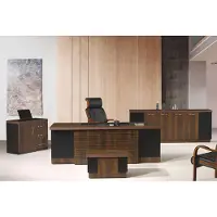 AEA Bürotisch Büromöbel Komplettbüro Schreibtisch Set 4tlg Holz Braun Büro