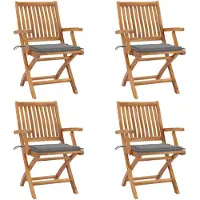 vidaXL Klappstühle mit Kissen, 4-teilig, Massivholz Teakholz