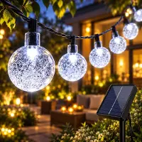 Rosikey 9.5M Lichterkette Außen Solar Glühbirnen LED Lichterketten, Innen Außen Weihnachten Beleuchtung Outdoor Garten Deko, Weiß