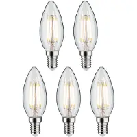 Paulmann LED-Leuchtmittel "5er Pack Kerze 470lm 2700K klar 230V", Energieeffizienz: F, transparent, L:9,8cm Ø:3,5cm, Leuchtmittel, LED-Leuchtmittel