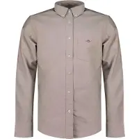 Gant für Herren. 3000200 Klassisches Oxford-Hemd Regular Fit taupe (S), Lässig, Grau, Baumwolle, Langarm