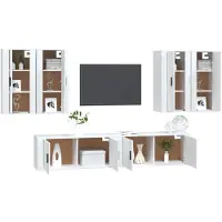 vidaXL 6-tlg. TV-Schrank-Set Weiß Holzwerkstoff