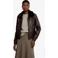 Zero Lederimitatjacke ohne Kapuze Kunstlederjacke mit Kragen in Felloptik