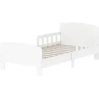 AIYAPLAY Kinderbett Kleinkindbett mit Rausfallschutz Lattenrost 143,5 x 74,2 cm