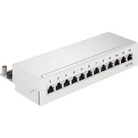 Goobay CAT 5e Mini/Desktop Patch Panel, 12 Port, (1 HE) - STP geschirmt, Grau