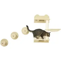 PawHut Kletterwand Katzen 4-teilig Set, bis zu 5 kg Beige+Cremeweiß