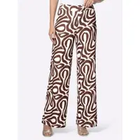HEINE Jerseyhose , Damen, Gr. 50, Normalgrößen, braun (ecru, schoko, bedruckt), 95% Polyester, 5% Elasthan, bedruckt, gemustert, mehrfarbig, Hosen Jerseyhose