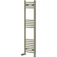 LuxeBath Handtuchheizkörper 400x1200 mm Badheizkörper mit Thermostatventil, Handtuchtrockner Sahara gebogen mit Seitenanschluss, Handtuchhalter, Beige