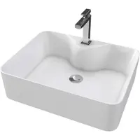 Aurlane Rechteckiges Aufsatzwaschbecken aus Keramik – 48 x 37 x 13,5 cm – Rechteckig