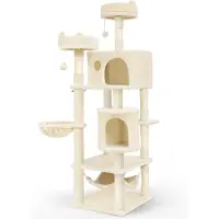 Dripio Kratzbaum für Katzen, 168 cm, beige, mit 2 Höhlen und 3 Plattformen