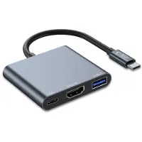 Tech-Protect 3-in-1-Hub: USB-C-auf-USB-A-Splitter, USB-C PD, 100 W, HDMI 4K, 30 Hz - Grau