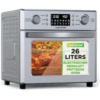 Nutrichef Heißluftfritteuse 26 Liter Airfryer Ofen mit Drehspieß