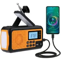 NK Solar-Notfallradio – 4000mAh Powerbank, FM/AM/SW, LED-Taschenlampe, LCD-Displ