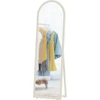 HOMCOM Bogen Ganzkörperspiegel 160 x 50 cm Standspiegel mit Steinoptik, Weiß