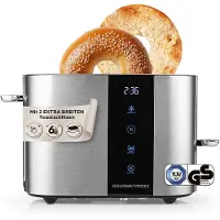 Gourmet Maxx GOURMETmaxx Toaster Kurzschlitz für 2-Scheiben | Edelstahl Toaströster mit 6 Brä