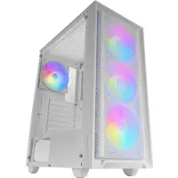 Mars Gaming MC-AIRW, Midi Tower, PC, Weiß, ATX, micro ATX, Mini-ITX, Netz, SGCC, Gehärtetes Glas, Gaming
