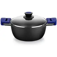 BRA Advanced | Kochtopf 20 cm, Aluminiumguss mit Antihaftbeschichtung, PFOA-frei, verstärkt, überlegene Leistung, Induktion, Schwarz und Blau