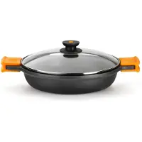 BRA Efficient A270530, Auflaufform, Rund, Aluminium-Guss, Keramik, Halogen, Versiegelte Platte, Gas, Induktion, Orange, Schwarz, 4,1 l