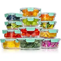 YASHE Glasbehälter 12-teilig, luftdicht, stapelbar, BPA-frei, grün, für