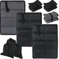 Benza Ibenzoa Faltbare wasserdichte Thermo‑Sitzkissen – 3er‑Set, Oxford‑Gewebe, 29 x 40 x 0,8 cm, Grau/Schwarz, für Outdoor & Camping