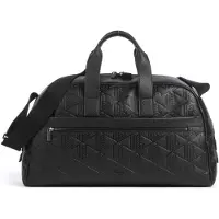 Lacoste Leder Reisetasche Schultertasche Duffle Bag Noir schwarz