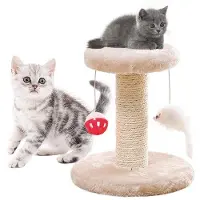 Benza Ibenzoa Kratzbaum – zeitloser Katzenkratzbaum mit n Plüsch-Plattformen, Sisal-Säulen, stabilem Holzgestell & bunten Spielbällen