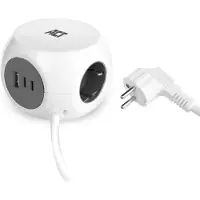 ACT Steckdosenwürfel USB-C 30W, 3-Fach Steckdose, 1,5m, Weiß – AC2420