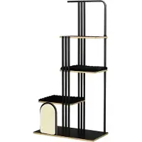 PawHut Kratzbaum 170cm hoch, mehrstöckiger Katzenbaum, Stahl, Schwarz
