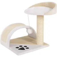 Dripio Kratzbaum 43 cm mit Plüschball & Kratzbogen, beige/weiß