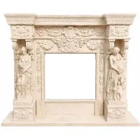 Casa Padrino Luxus Barock Marmor Kaminumrandung Hellbeige 190 x H. 160 cm - Prunkvolle Barockstil Möbel - Barock Hotel & Wohnzimmer Interior