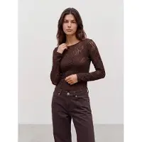 Vero Moda Langarmshirt "VMFLORA LS 2-WAY LACE TOP JRS NOOS" Materialmix, slim fit