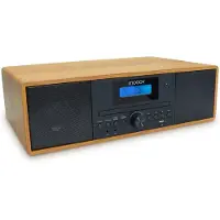 Metronic MOOOV 477380 Kabelloses Micro-HiFi-Anlage, Holzoptik, CD-Player, FM-Radio mit Fe
