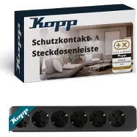 Kopp 129405003, Drinnen, Typ F, Schwarz, 6 AC-Ausgänge, 16 A, 250 V
